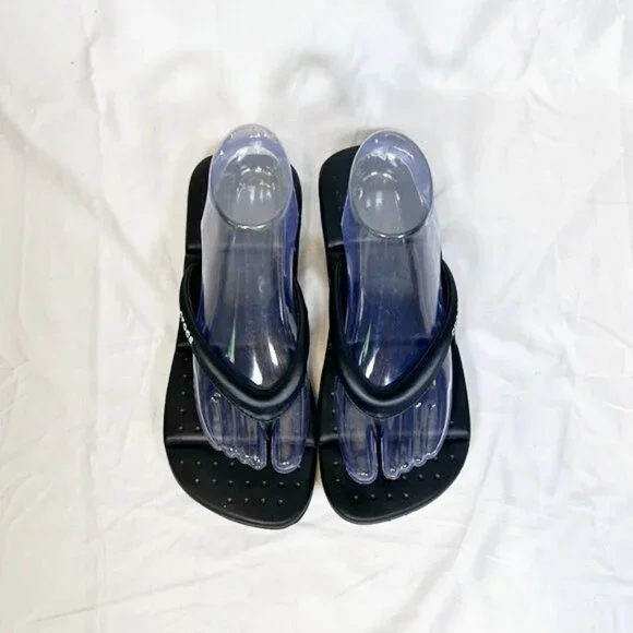 Crocs Womens Black Captiva Cushioned Thongs Flip Flops~9~ - Picture 2 of 6